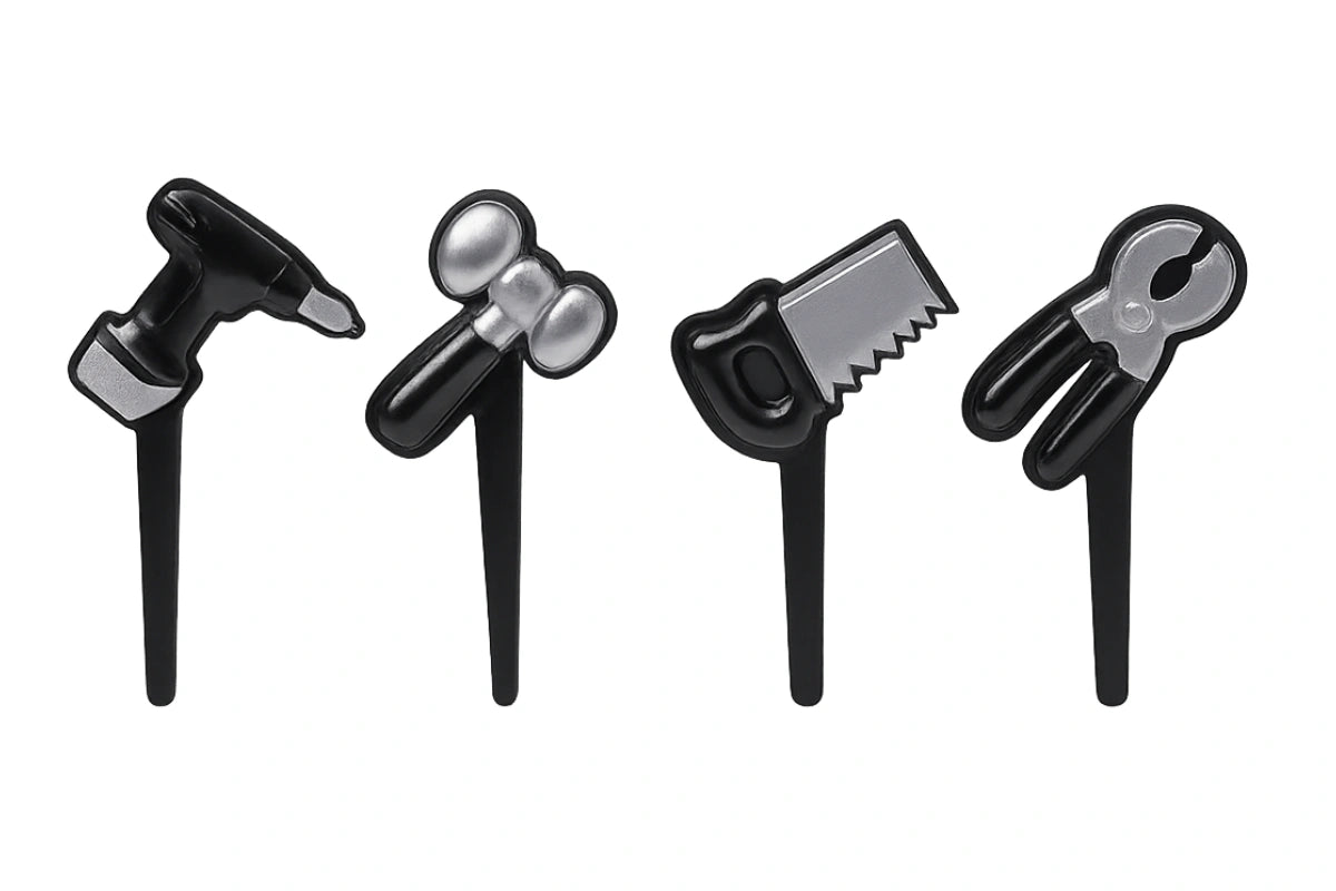 Metallic Tools Cupcake Picks (8 Pack) - Bakery Crafts