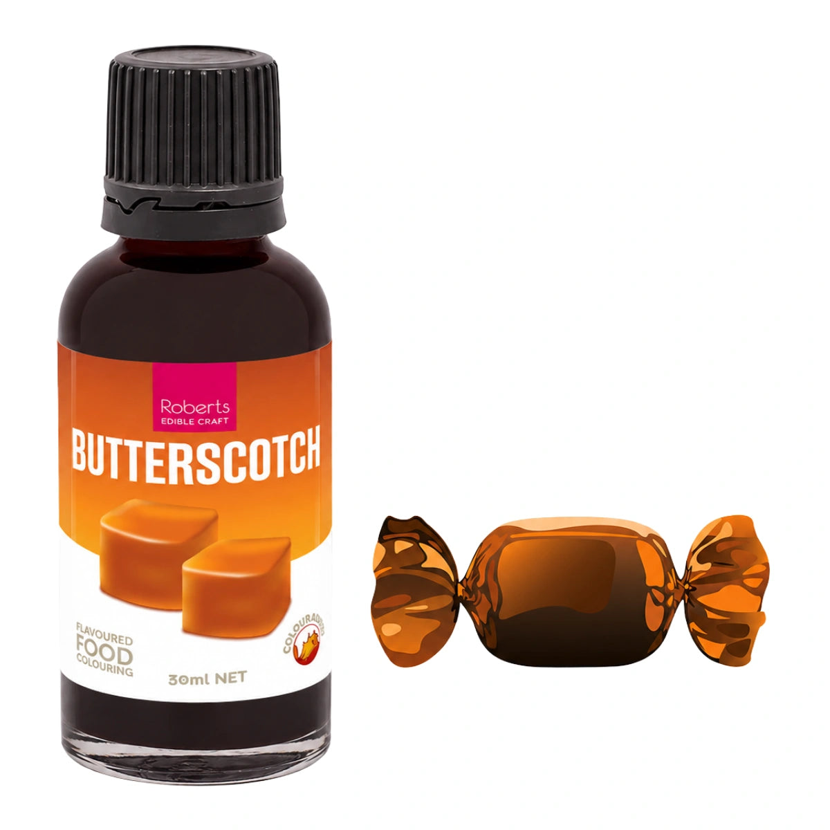 Butterscotch Flavoured Food Colouring 30ml - Roberts Edible Craft