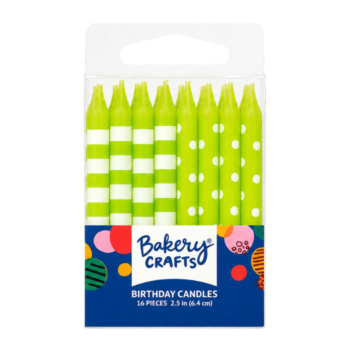 Green Lime Stripes and Dots Specialty Candles - Bakery Crafts