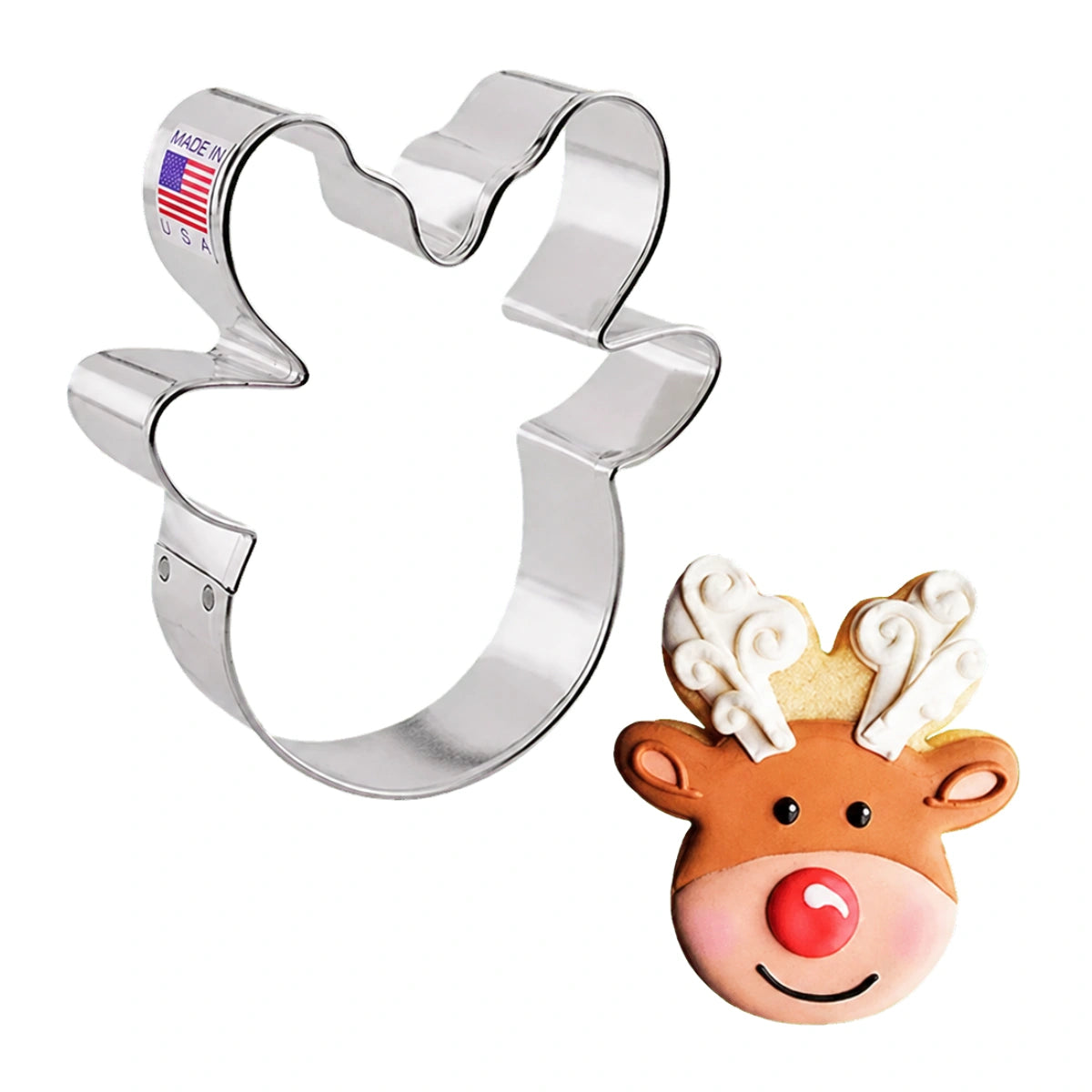 Flour Box Bakerys Reindeer Head Cookie Cutter - Ann Clark