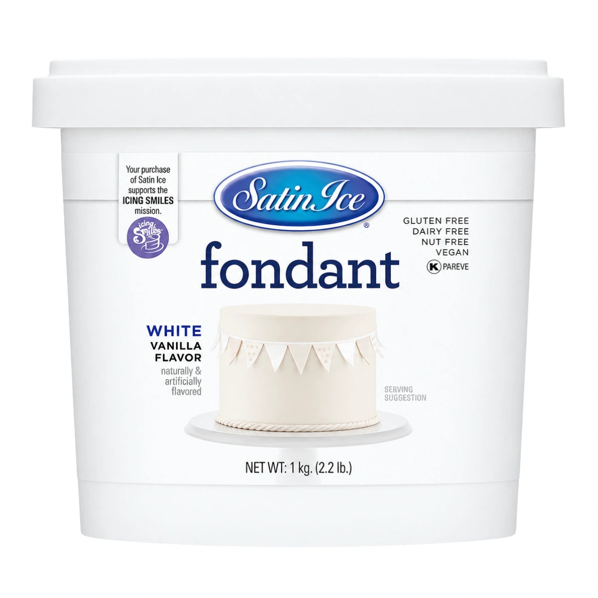White Vanilla Pail Fondant 1kg - Satin Ice