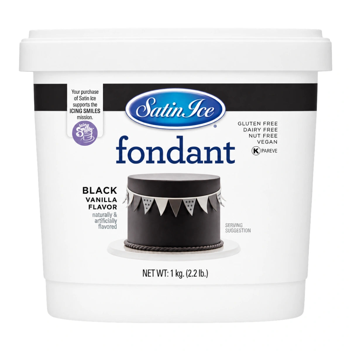 Black Vanilla Pail Fondant 1kg - Satin Ice