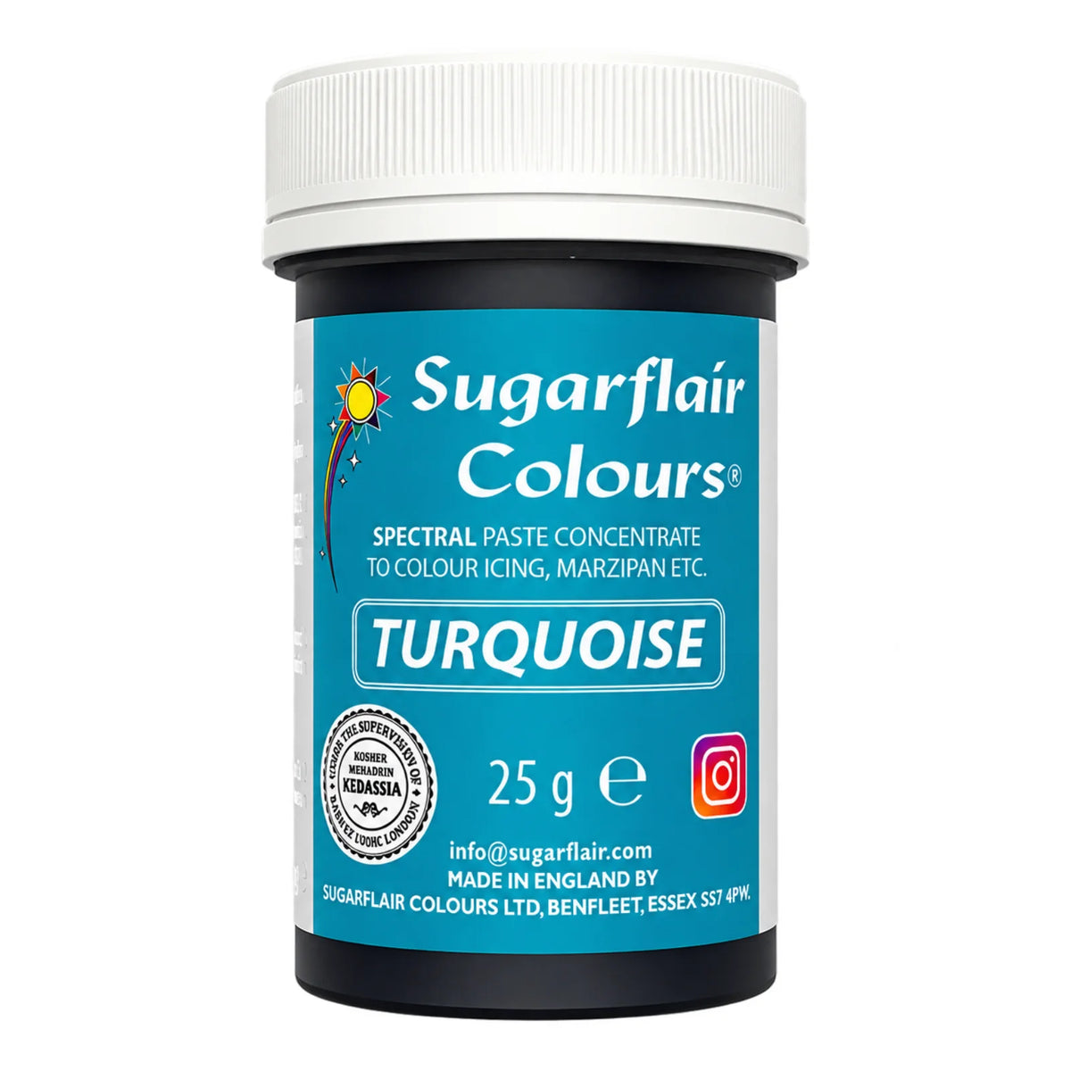 Turquoise Spectral Paste - Fondant and Buttercream Colour 25g - Sugarflair