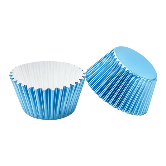 Light Blue Mini 25mm Foil Cupcake Cases - 50 Pieces