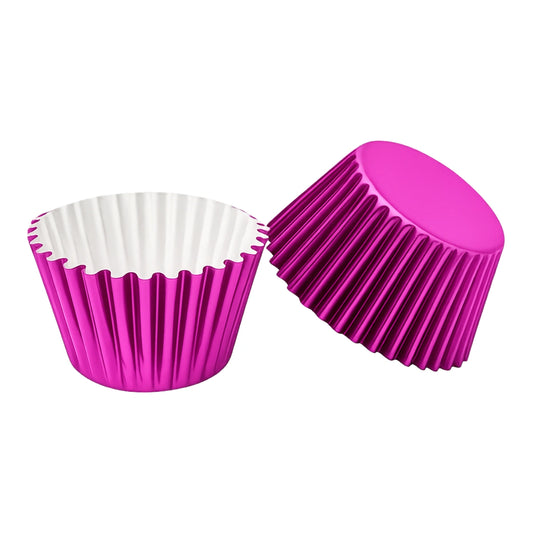 Hot Pink Mini 25mm Foil Baking Cups - 50 Pieces - Cupcake Cases