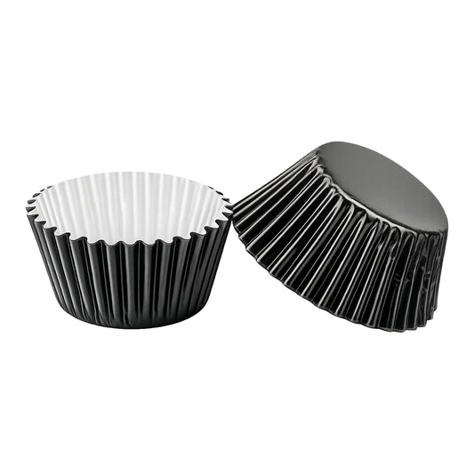 Black Mini 35mm Foil Cupcake Cases - 50 Pieces