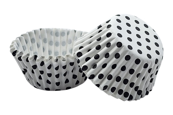 Black White and Polka Greaseproof Mini Cupcake Cases 35mm - Iconic Cake Art