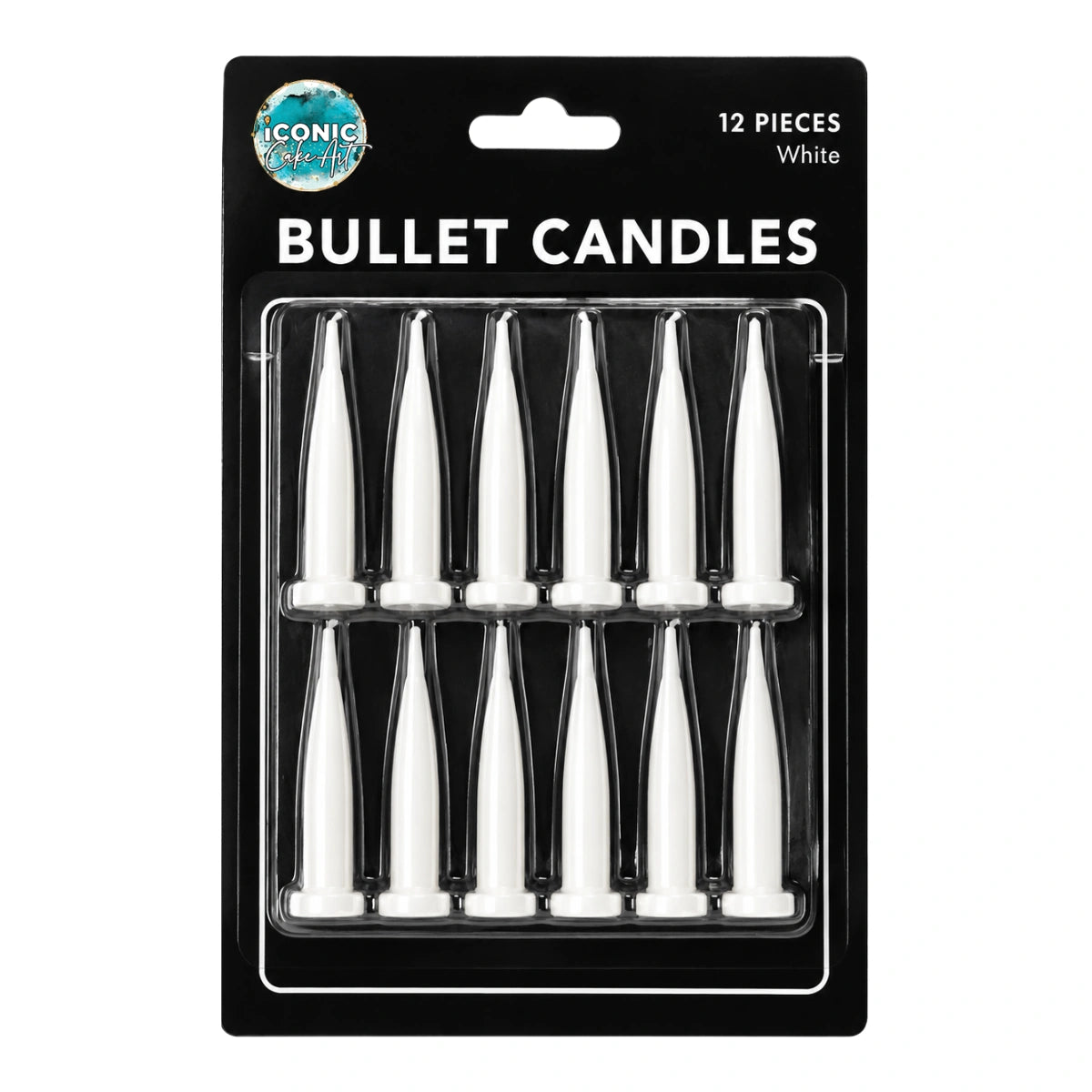 White Bullet Candles (12 Pack) - Gateau Art