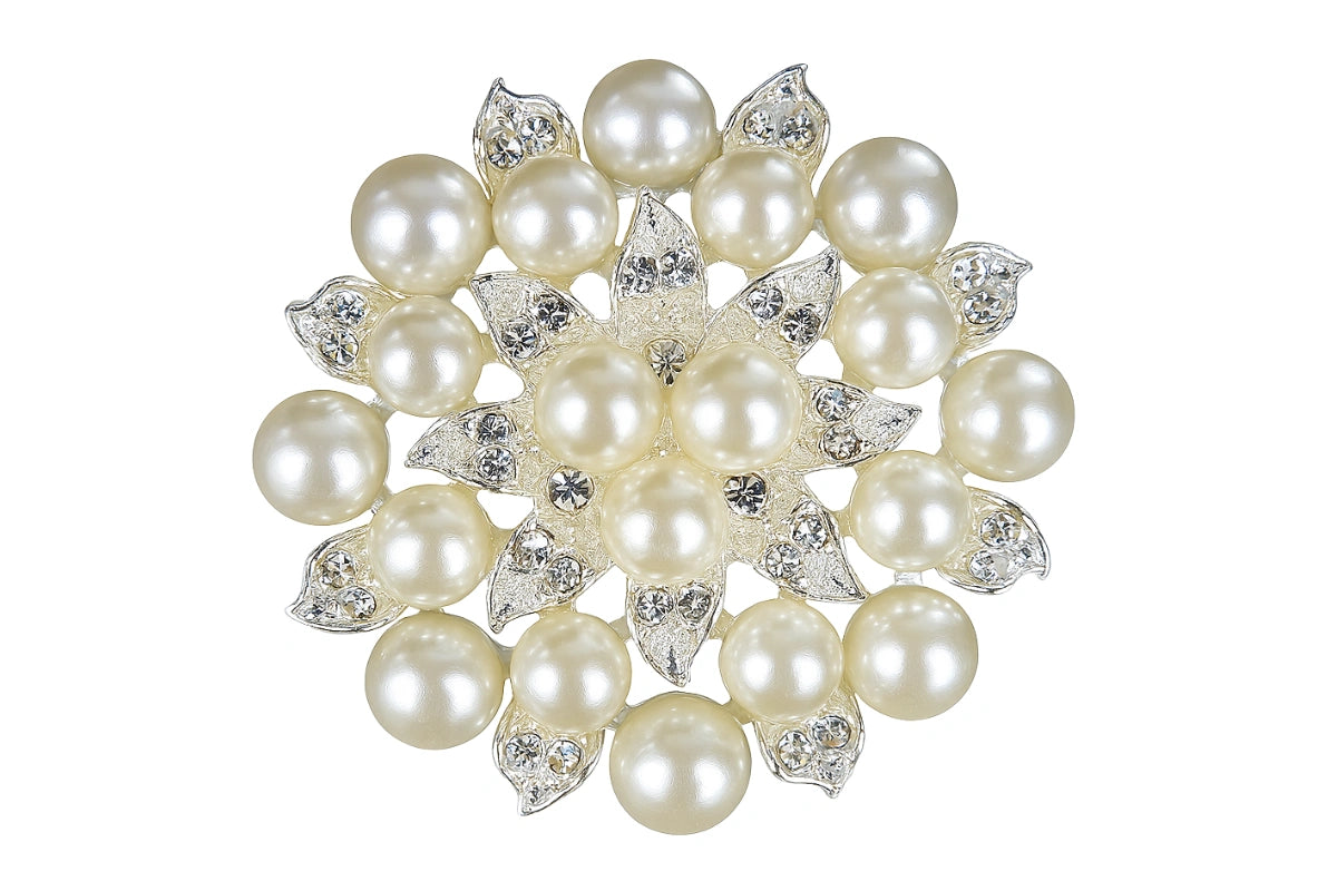 Clear Stylish A-Grade Pearls Type 1 - Crystal Rhinestone Brooch Buckle - Iconic Cake Art