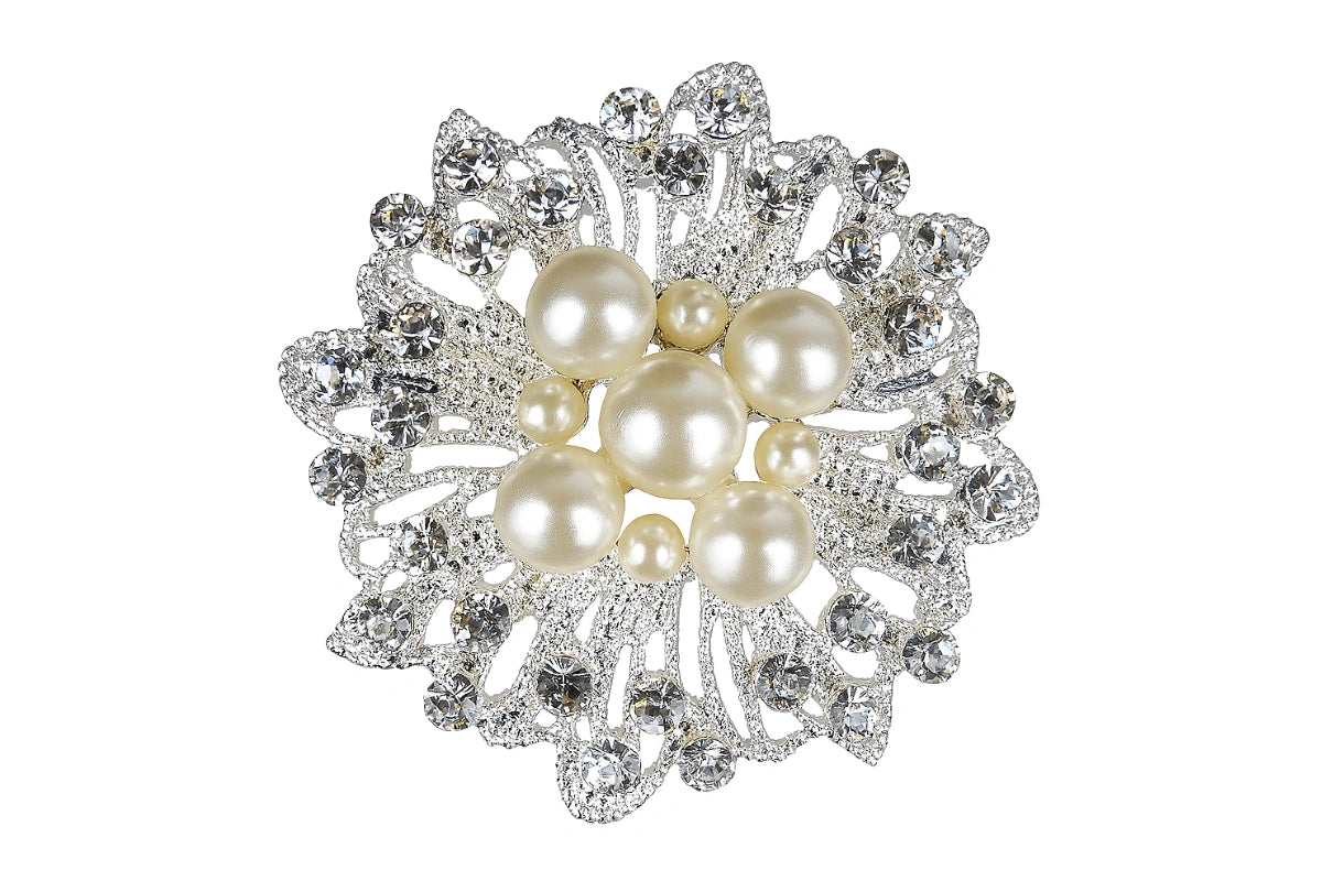 Clear Stylish A-Grade Pearls Type 2 - Crystal Rhinestone Brooch Buckle - Iconic Cake Art