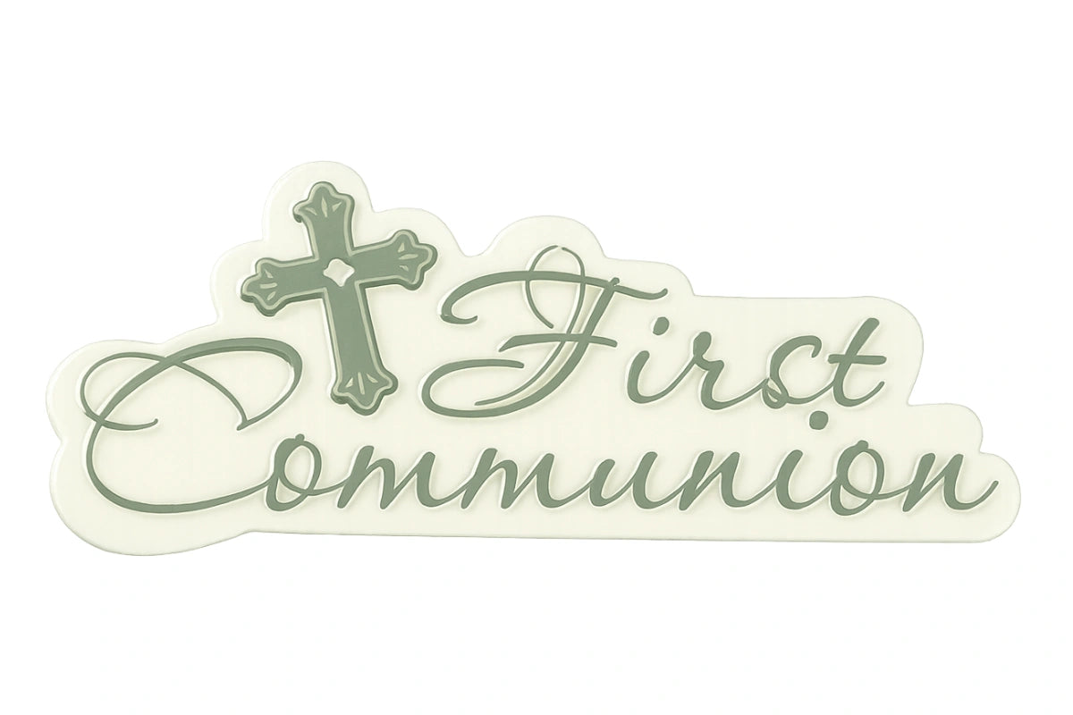 Silver My First Communion Cake Topper Plaque - Bakery Crafts