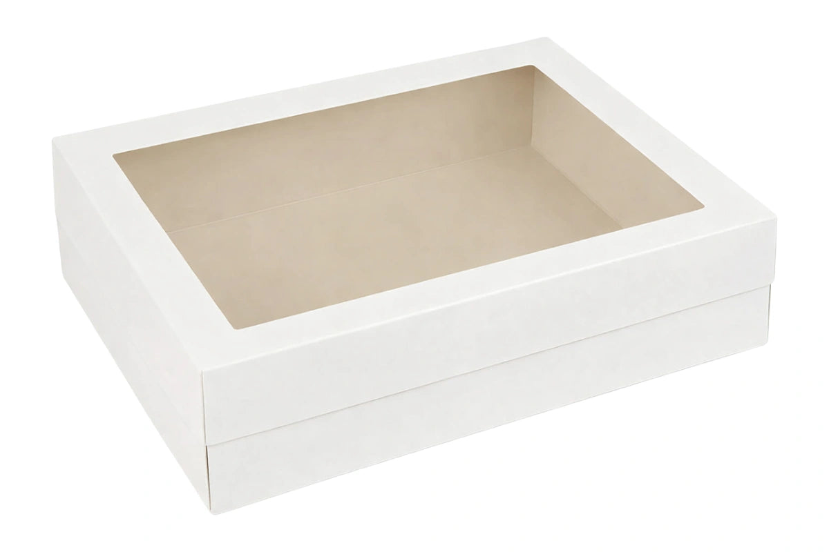 White Rectangle Cake Box with Window 14 Inch x 18 Inch x 6 Inch - Iconic Cake Art