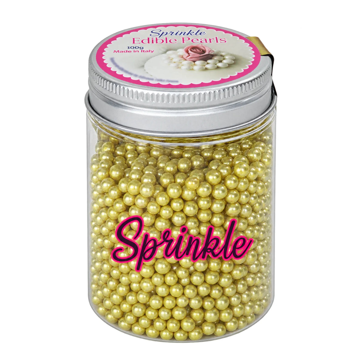 Metallic Gold 4mm Edible Cachous Pearls 100g - Iconic Sprinkles