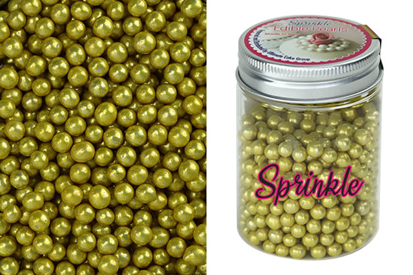 Metallic Gold 6mm Edible Cachous Pearls 100g - Iconic Sprinkles