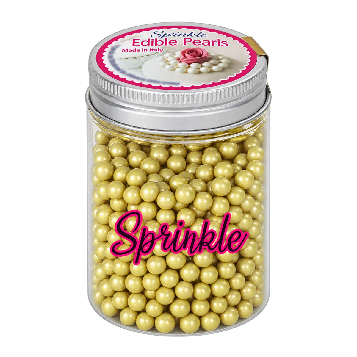 Metallic Gold 6mm Edible Cachous Pearls 100g - Iconic Sprinkles
