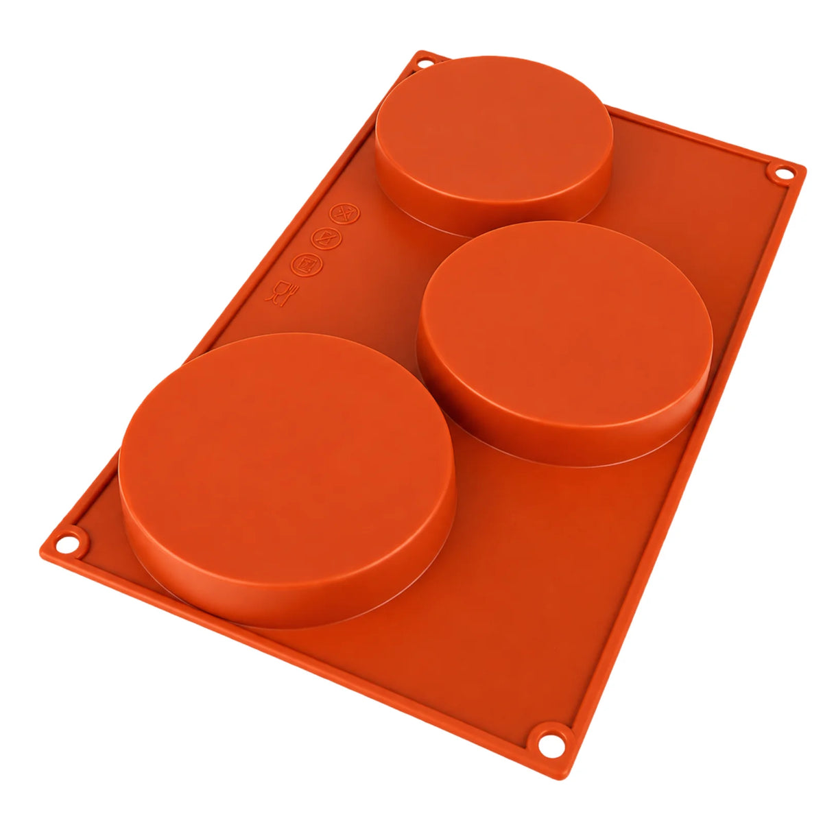 3 Cavity - Flat Disc Cake Tray Round Silicone Chocolate Mold- D-042