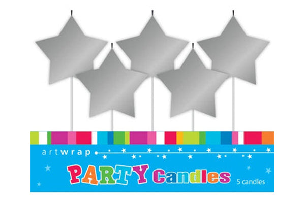 Silver Star Candle - Birthday Candles (5 Pack) - Artwrap