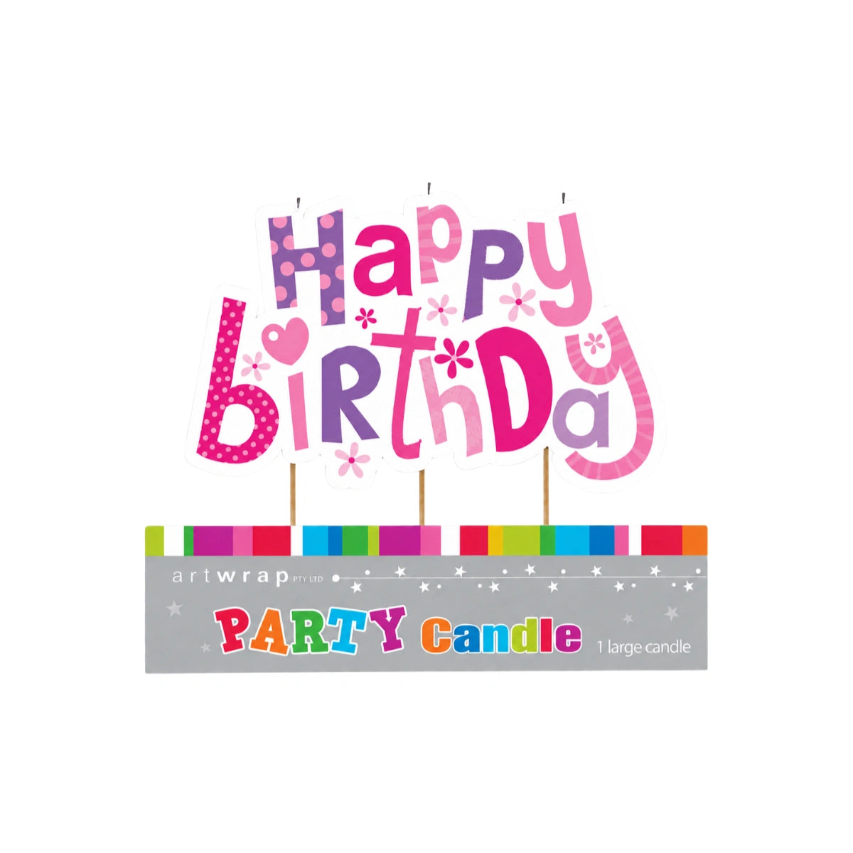 Purple Pink Happy Birthday Candle - Artwrap