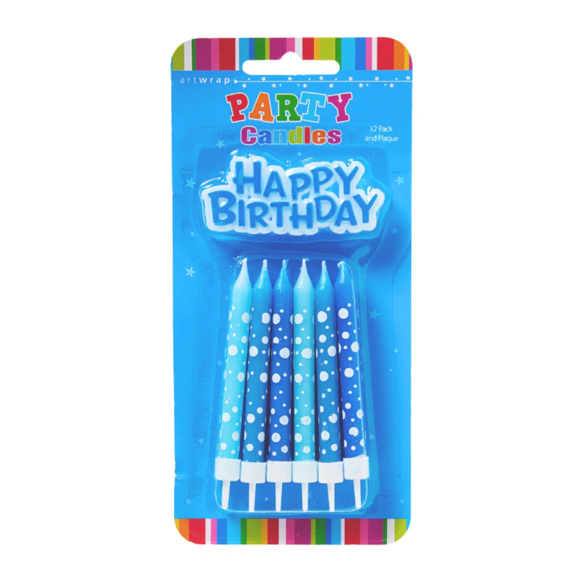 Blue Polka Dot Birthday Candles with Plaque (12 Pack) - Artwrap