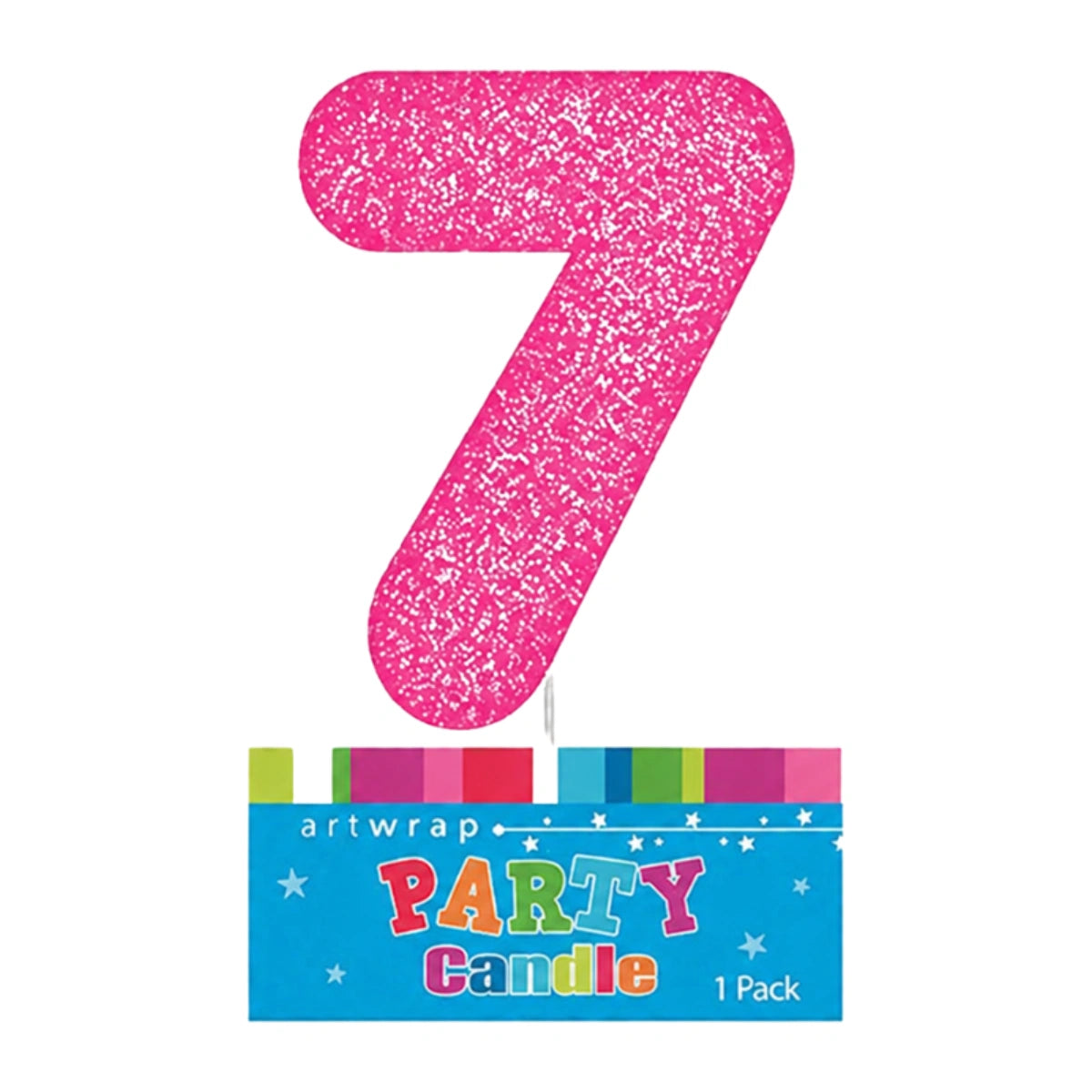 Pink Seven Glitter Number 7 Candle - Artwrap