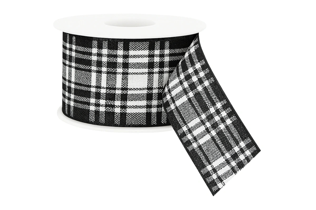 Black White Scottish Ribbon - Double Sided - Sold Per Metre 25mm - My Dream Cake