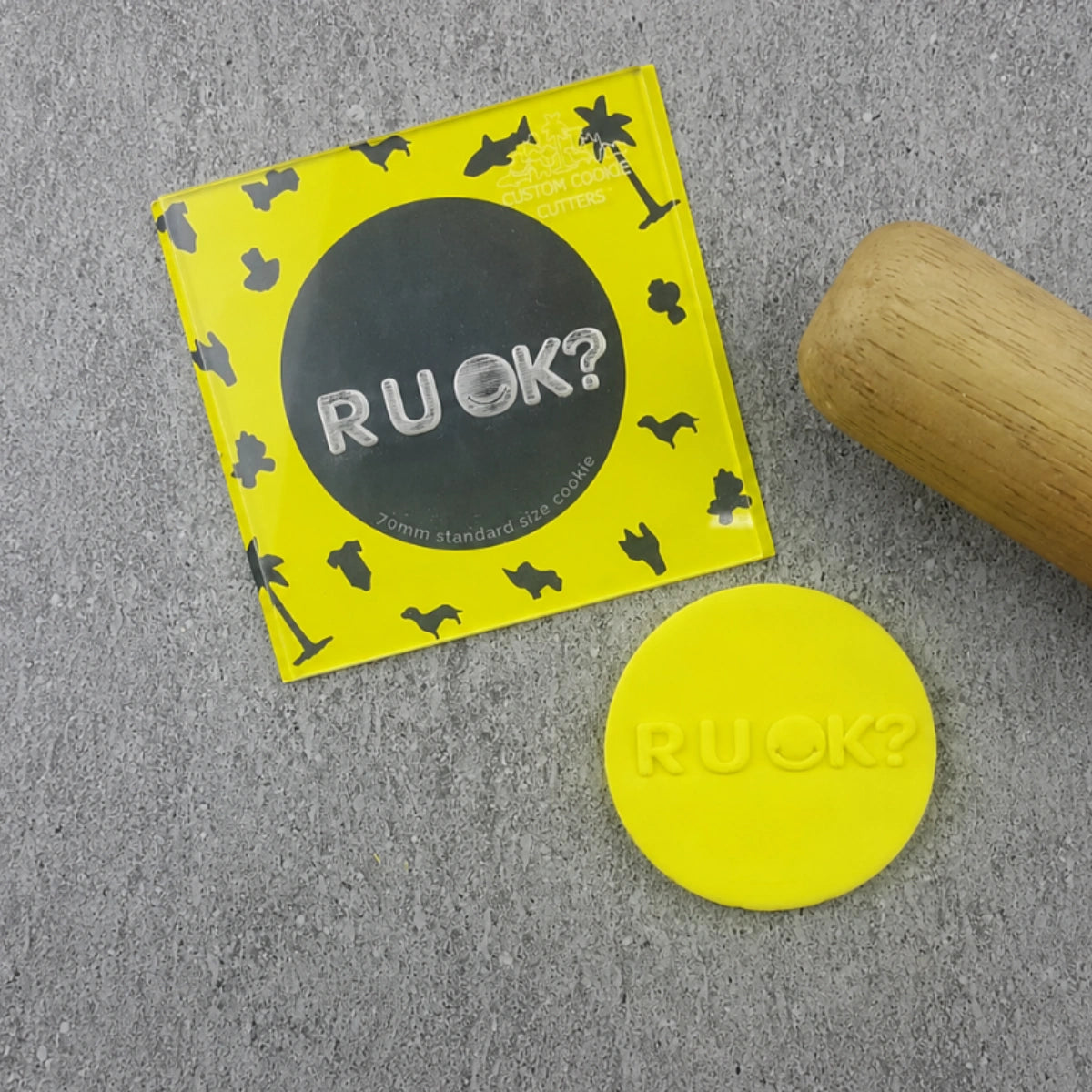 Embosser R U Ok? Stamp (Charity Approved) 60mm - Custom Cookie Cutters