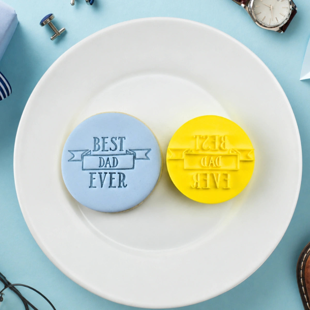 Best Dad Ever Ribbon Embosser 60mm - Custom Cookie Cutters