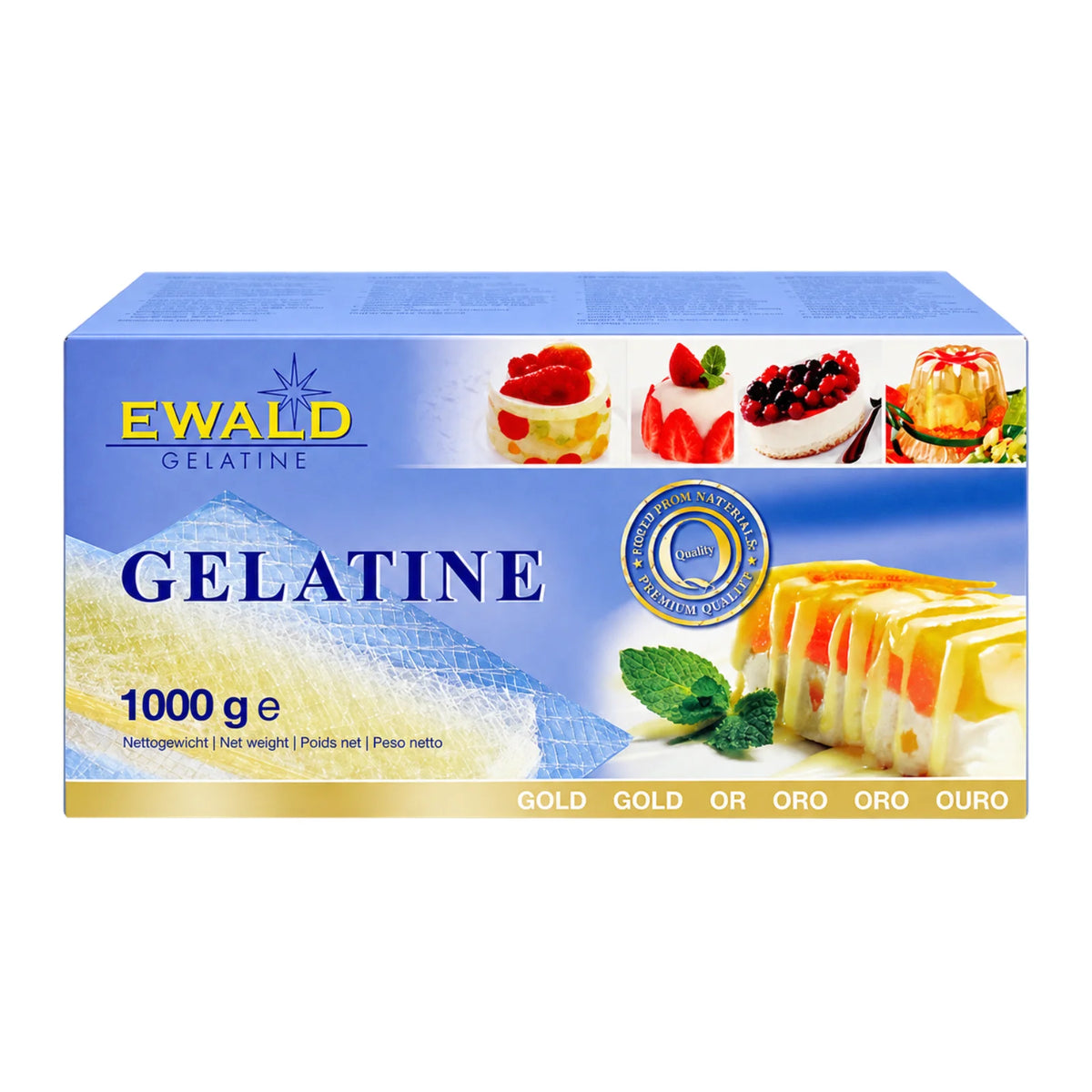 Leaf Gold Gelatine Sheets 1kg 500 Sheets - Ewald