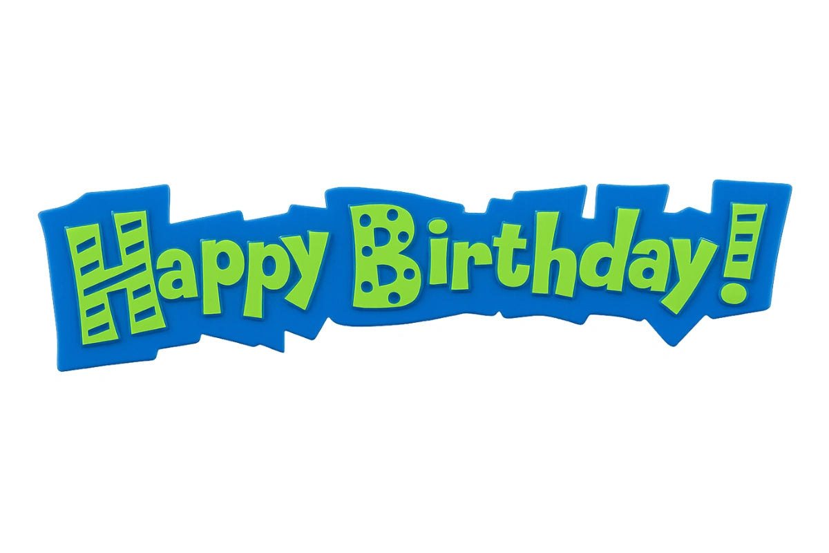 Green Blue Happy Birthday Plaque - Cake Topper - Bakery Crafts