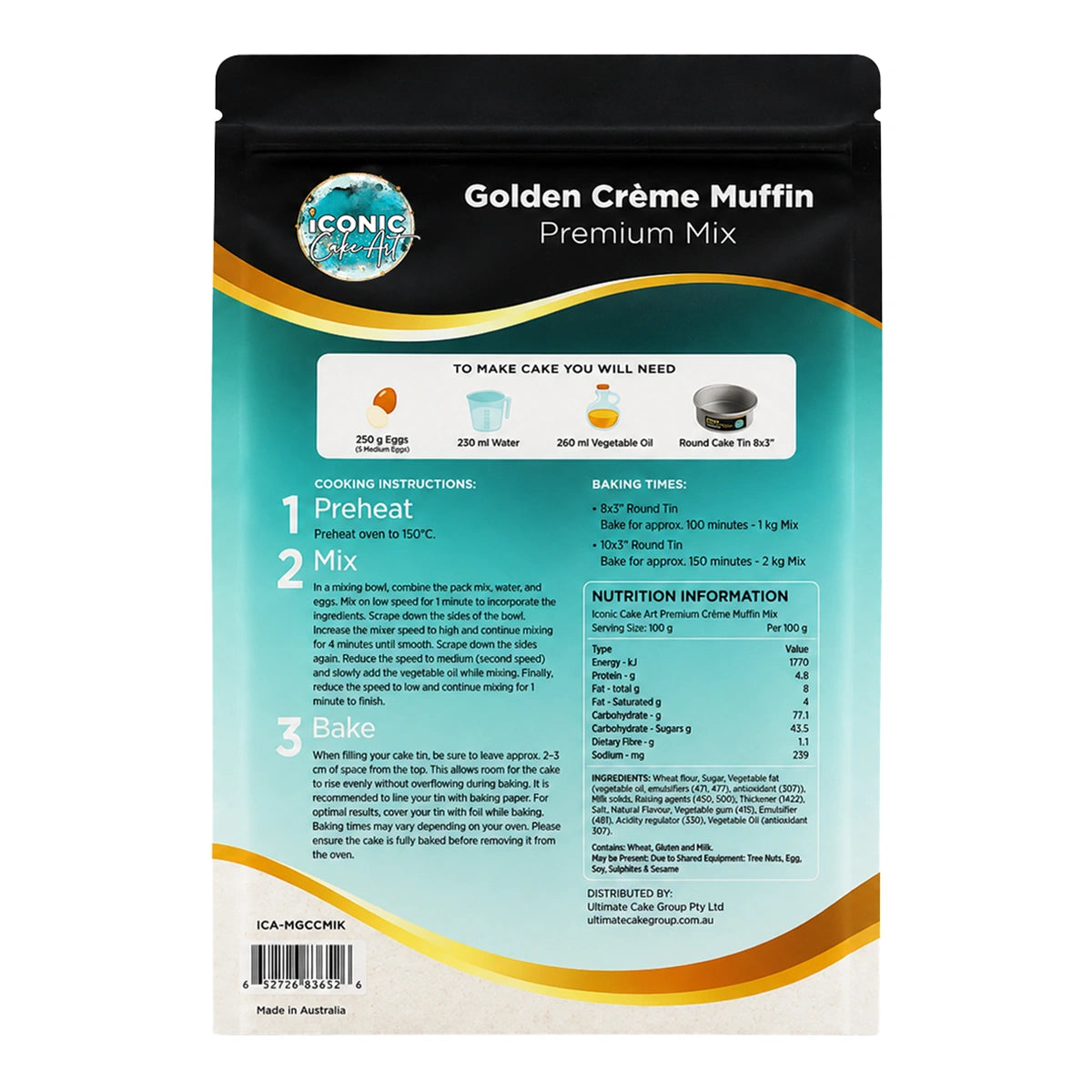 Golden Creme Cake Muffin Premium Mix 1kg - Iconic Cake Art