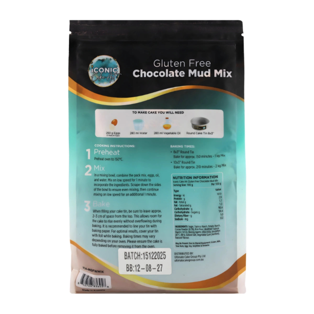 Chocolate Gluten Free Mud Mix 1kg - Iconic Cake Art