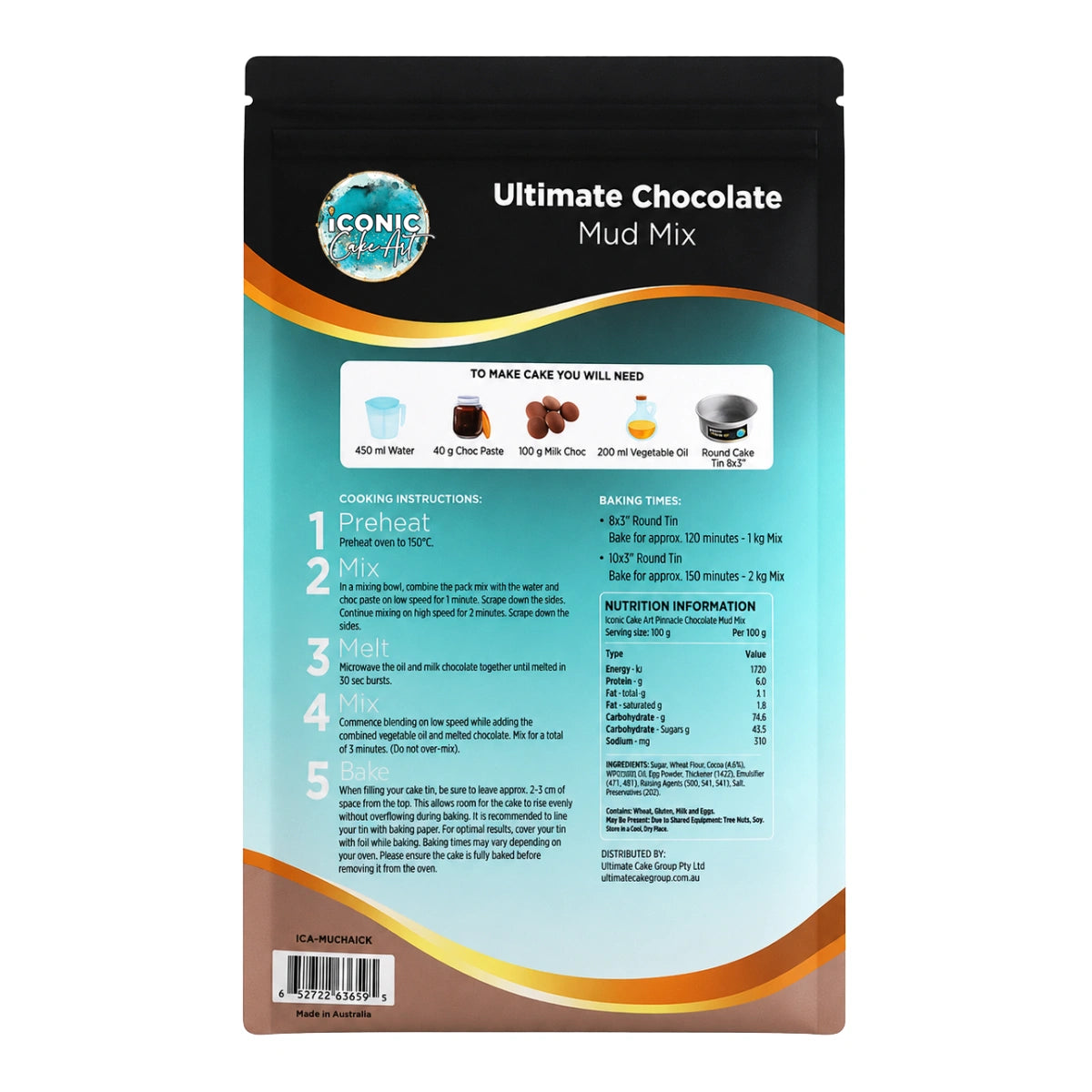 Chocolate Ultimate Mud Cake Mix 1kg - Iconic Cake Art