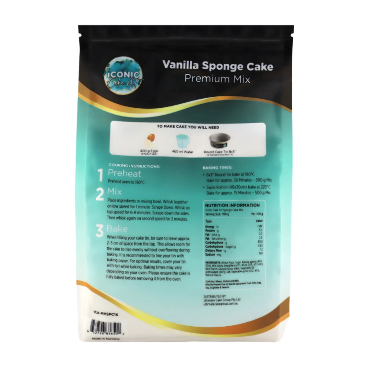 Vanilla Sponge Cake Premium Mix 1kg - Iconic Cake Art