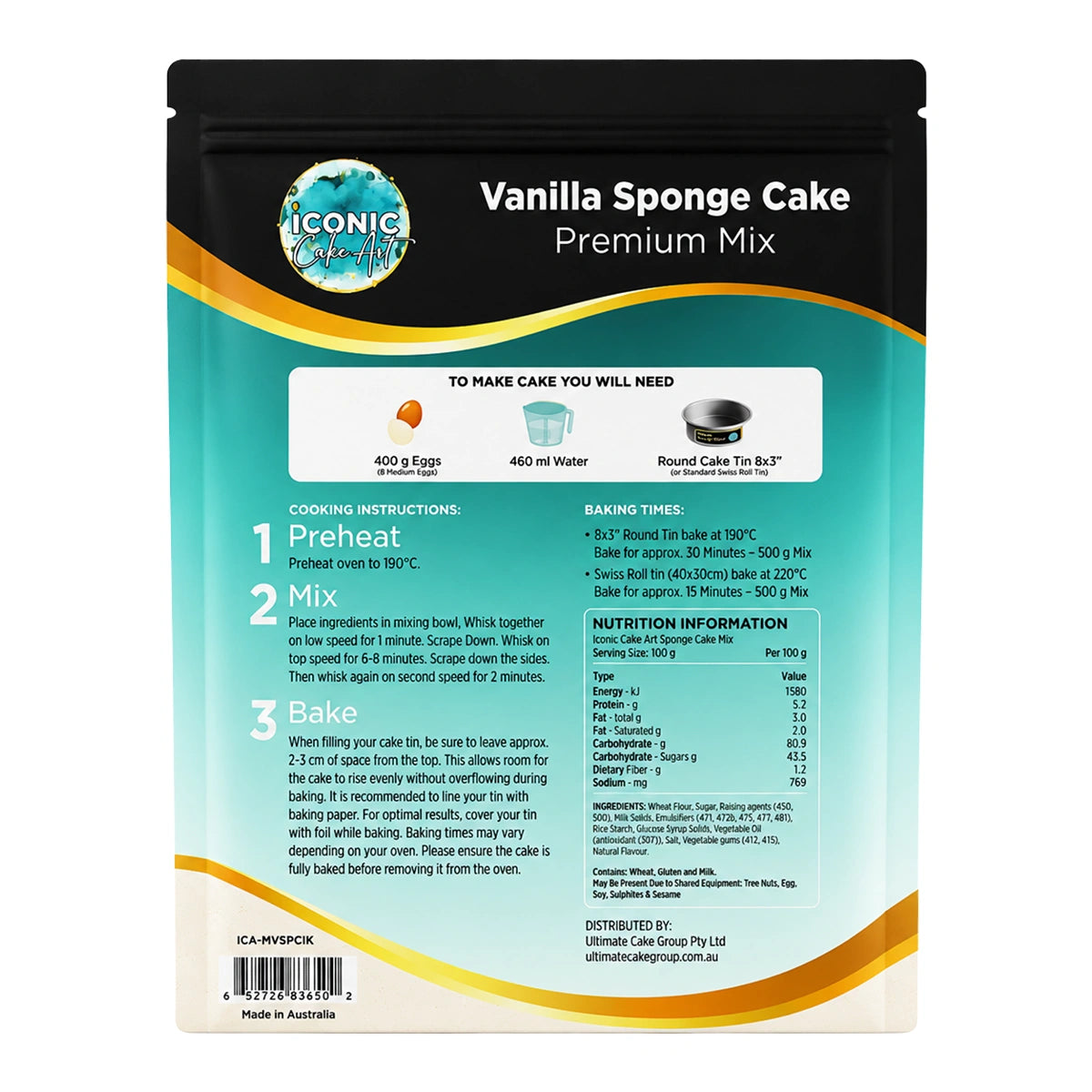 Vanilla Sponge Cake Premium Mix 1kg - Iconic Cake Art