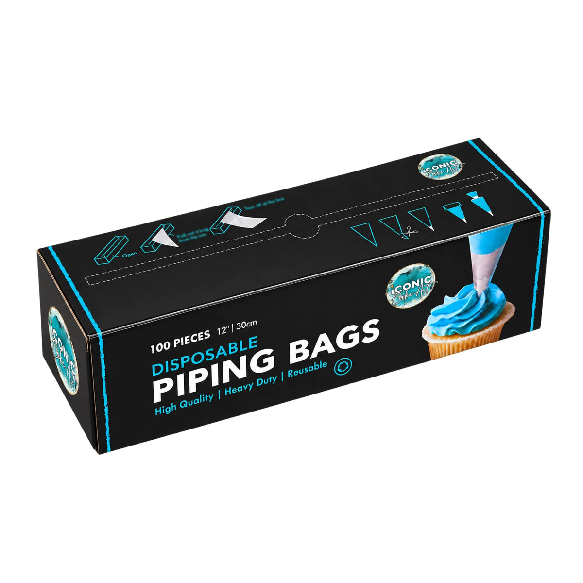 Clear 12 Inch Disposable Piping Bags 30cm (100 Pack) - Iconic Cake Art