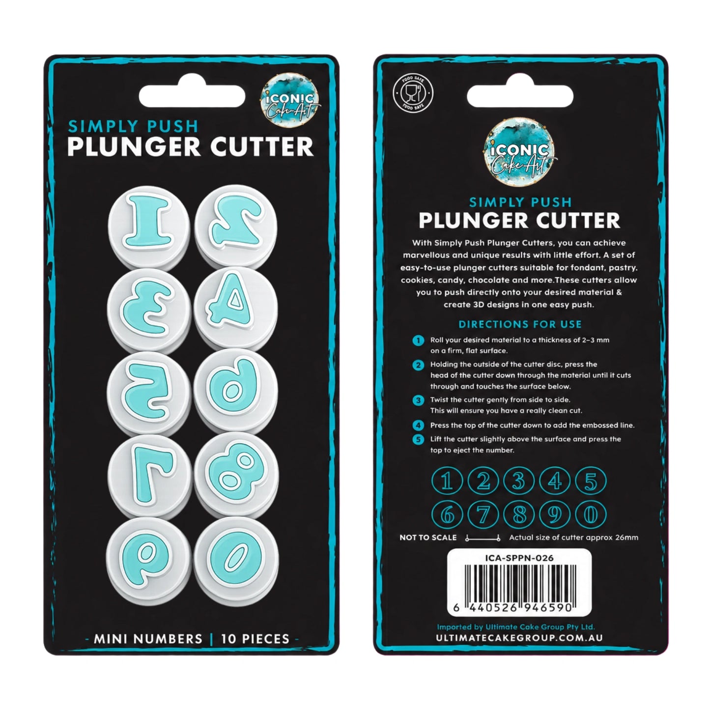 Mini Number Simply Push Plunger Cutters - 10 Pieces - Iconic Cake Art