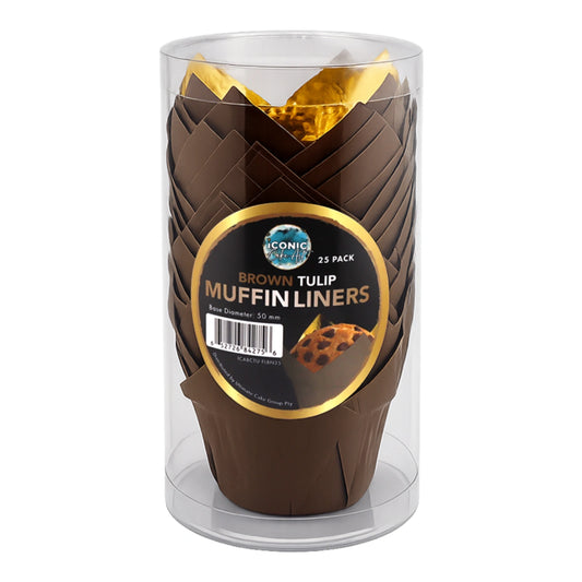 Brown Tulip Baking Cups (25 Pack) - Iconic Cake Art