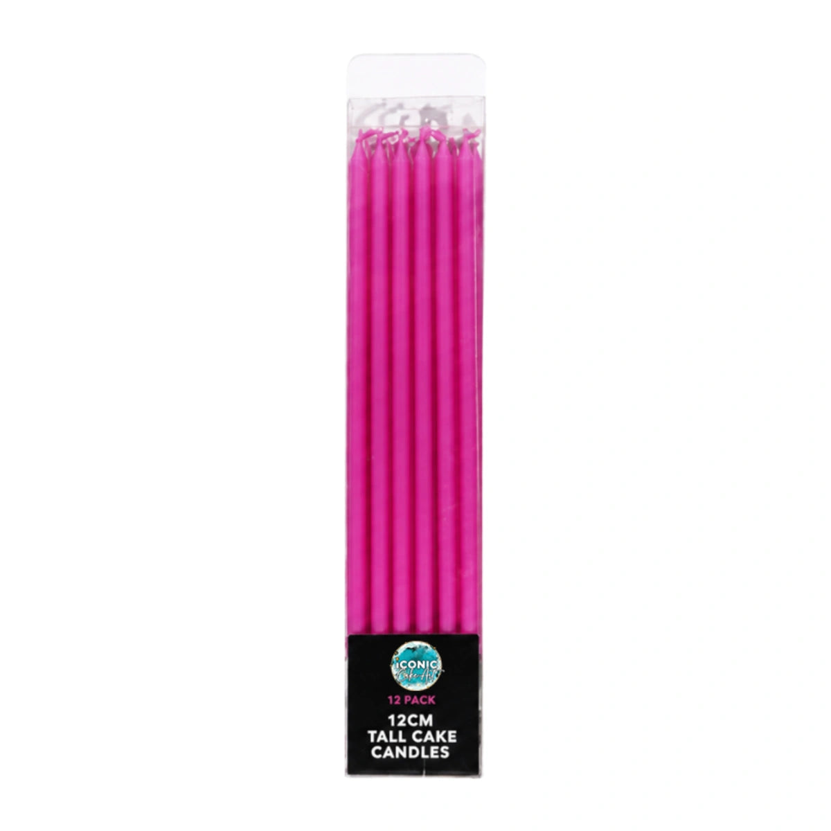Pink Tall Pearl Candles 12cm (12 Pack) - Iconic Cake Art