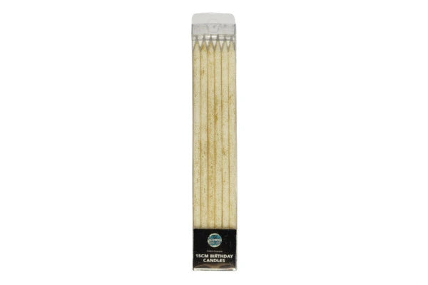 White Glitter Candles 15cm (12 Pack) - Iconic Cake Art