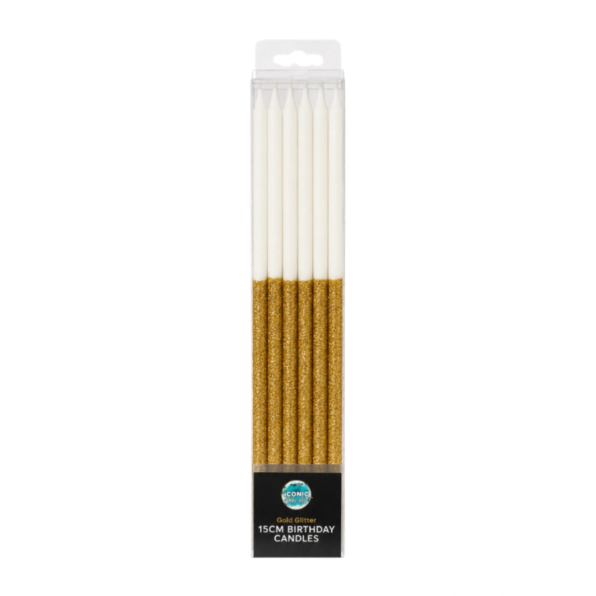 Gold Glitter Dip Candles 15cm (12 Pack) - Iconic Cake Art