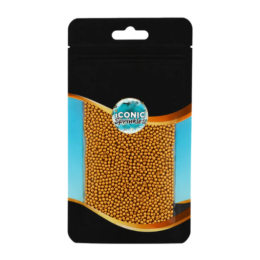 Gold Pearls 2mm 30g - Iconic Sprinkles