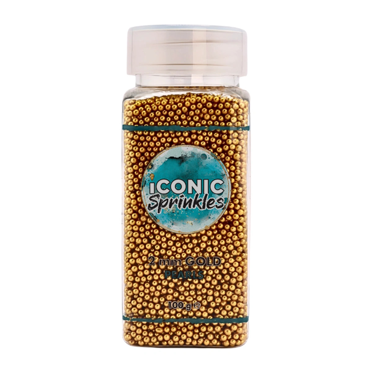 Gold Pearls 2mm 100g - Iconic Sprinkles