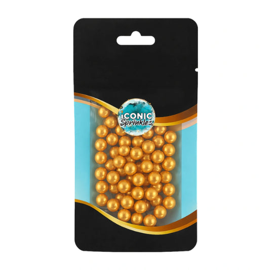 Gold Pearls 8mm 30g - Iconic Sprinkles