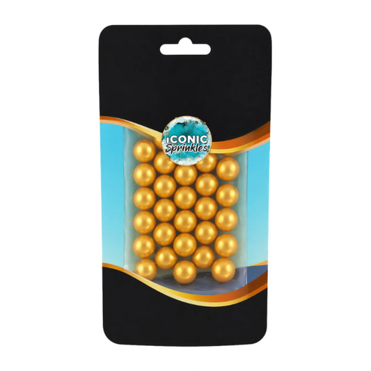 Gold Pearls 10mm 30g - Iconic Sprinkles