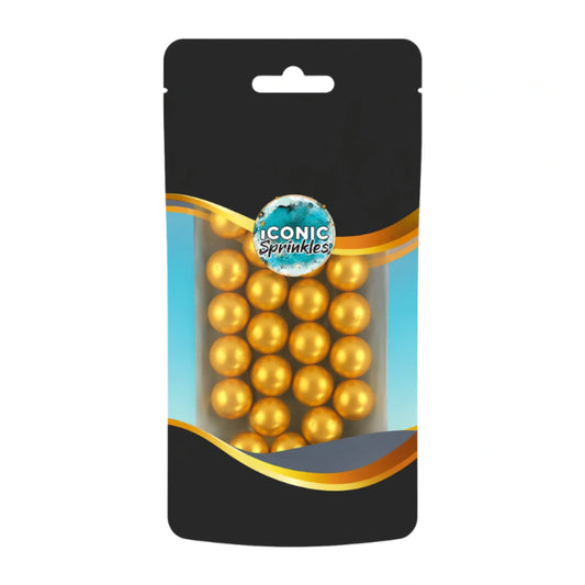 Gold Pearls 12mm 30g - Iconic Sprinkles