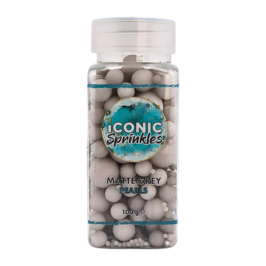 Matte Grey Pearls 100g - Iconic Sprinkles
