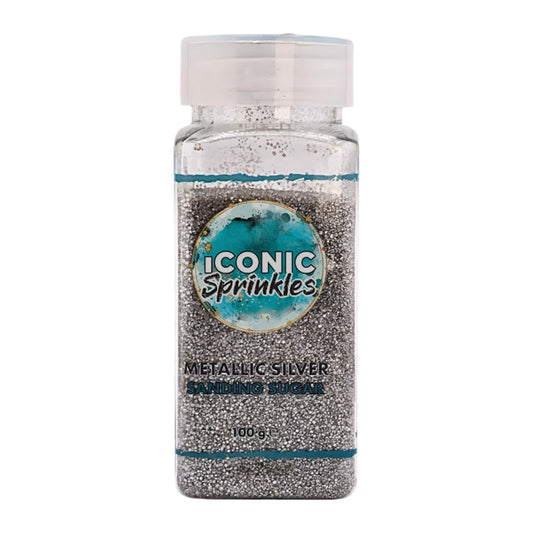 Metallic Silver Sanding Sugar 100g - Iconic Sprinkles