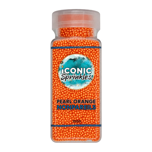 Orange Pearl Nonpareils 100g - Iconic Sprinkles