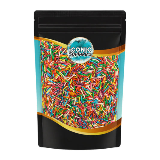 Rainbow Shiny Jimmies 500g - Iconic Sprinkles