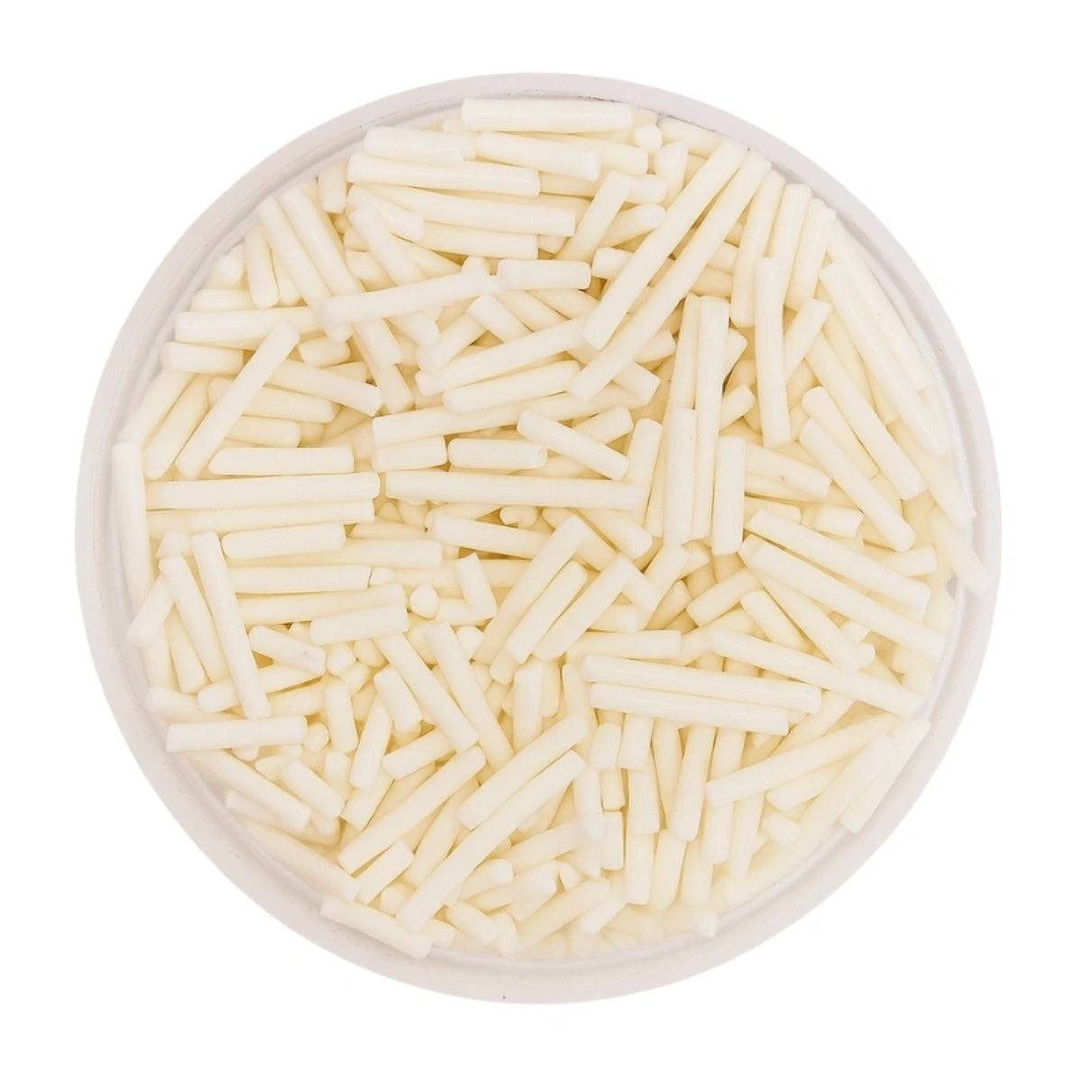 White Shiny Jimmies 30g - Iconic Sprinkles